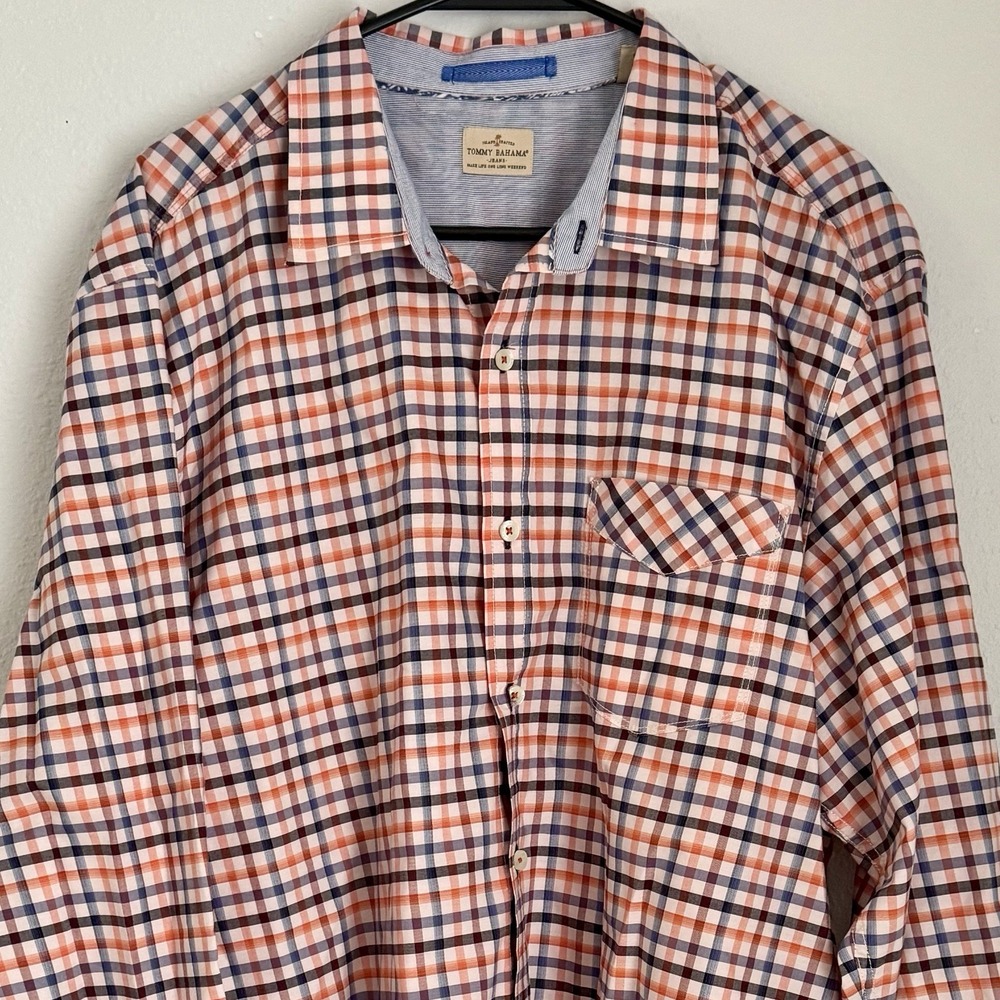 Tommy Bahama Jeans Island Crafters Men's XL Long Sleeve Plaid 100% Cotton Shirt